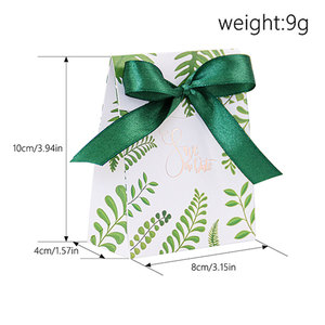 Green Color Wedding Theme Small Candy Treat Paper <strong>Boxes</strong> With Ribbons Gift Cookie Package Paper <strong>Boxes</strong> <strong>for</strong> Party Supplies - Product Image 2