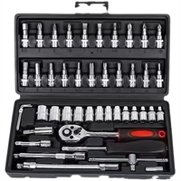 Jeu de 46 clés hexagonales E-Type 1/4" (intérieur et extérieur) – Grandes, moyennes et petites – Outils en forme d'étoile pour molettes femelles