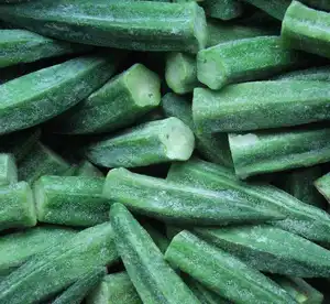 กระเจี๊ยบเขียวออแกนิกตัดแช่แข็งผักสีเขียว
