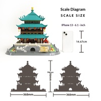 Wange 6228, Modelo de la Torre de Xi'an, Edificio Antiguo, Vista de Calle, Bloques de Construcción de Partículas Pequeñas, Adornos, Juguetes para Niños