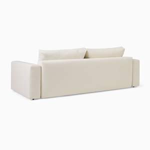 Hiện Đại Sang Trọng Màu Be Linen Vải Convertible Gỗ <span class=keywords><strong>Futon</strong></span> Ba Chỗ Ngồi Đa Chức Năng Gấp Ngủ Sofa Cum Giường Cho Phòng Khách - Product Image 3