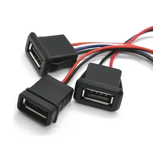 2针4针USB 2.0母电源插孔2 P 4 P USB 2.0充电端口连接器数据接口，带电缆USB充电器插座