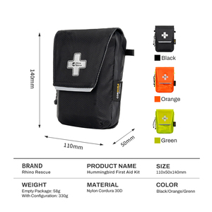 Портативный набор для выживания Rhino Rescue Mini Cordura 30D: Аптечка первой помощи Hummingbird с медицинскими принадлежностями - Product Image 1