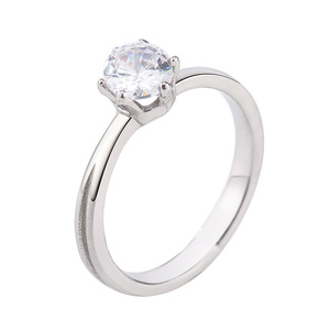 Diamond <b>Ring</b> Round Brilliant Cut <b>Titanium</b> Steel Engagement Jewelry Geometric Design XYR0072 - Product Image 5