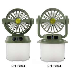 Ventilador portátil con luz de 5W, motor de CC recargable a batería, para uso en camping y estudiantes, con carga tipo C. - Product Image 1