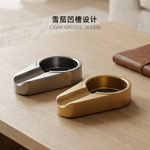 Stainless Steel Cigar Ashtray Single Slot Silver Gold Finish For Hotels And Clubs - Product Image 3