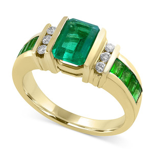Anillo de Esmeralda F449 para Mujer, Anillo de Compromiso con Engaste de Piedras Preciosas Naturales, Anillo de Moda Geométrico - Product Image 1
