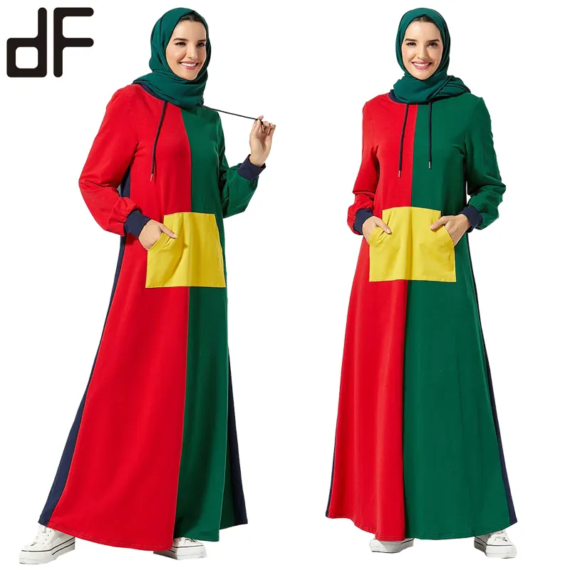 OEM التخصيص عباية الملابس الإسلامية سوق الجملة في دبي ثلاثة ألوان البلوز مقنعين عباية طويلة فستان طويل طويل طويل مسلم