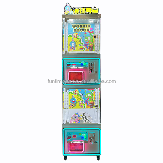 Dual-Function Commercial Arcade Machine with Top Scissor Grabber and Bottom Candy Snack Vending