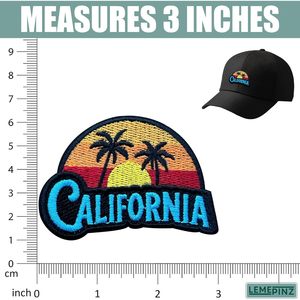 Parche Bordado de Palmeras al Atardecer en California, 3 Pulgadas, Termoadhesivo o para Coser, Aplique de Viaje - Product Image 3