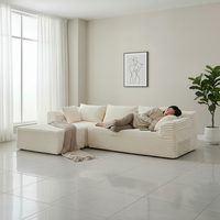 Weißes Modulares L-förmiges Ecksofa mit Tiefsitz Modulares Knochenloses Dickes Stoffsofa Modernes Design für Schlafzimmer