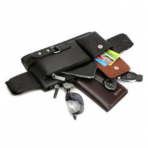 I-0326 Riñonera de Cuero PU para Hombre, Riñonera Negra Simple para Actividades al Aire Libre, Riñonera para Viajes de Negocios - Product Image 6