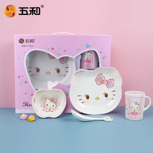 Doraemon Kids Tableware Set Melamine Bowl Cup Spoon Chopsticks Cartoon Design For Children Dining - Product Image 2