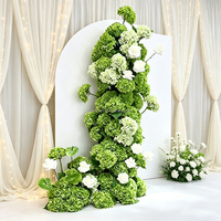 Centre de table pour réception de mariage, arrangement de fleurs artificielles roses et vertes faites à la main, chemin de table long avec extrémités tombantes