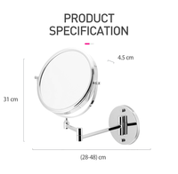 Miroir de maquillage/rasage moderne pliable à double face avec grossissement 3x, miroir mural pour la douche