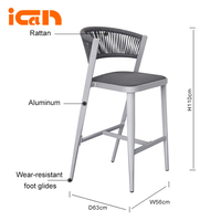 Chaise de jardin en rotin, mobilier de restaurant, tabourets de bar en osier, chaises de comptoir, chaises de bar à cocktails, chaises de salle à manger
