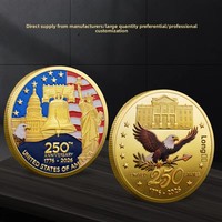 Pièce de monnaie militaire transfrontalière US du 250e anniversaire, pièce de monnaie de défi, médaille commémorative en métal avec relief et impression couleur, cadeau