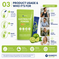 Poudre d'électrolytes pour boisson hydratante sans sucre, enrichie en vitamine C et complexe B, saveur citron et lime, en sachet individuel, pour sportifs, OEM, marque privée
