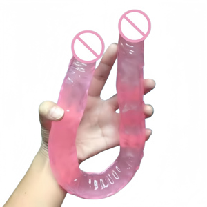 Dildo <span class=keywords><strong>double</strong></span> tête en gelée de haute qualité, masseur de point G, jouet sexuel pour femmes, jouet pour adultes, vente en gros d'usine - Product Image 3
