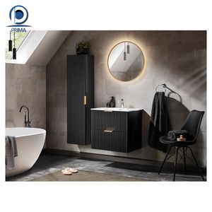 Prima Modern Solid <strong>Wood</strong> Mirrored Bathroom <strong>Vanity</strong> <strong>Unit</strong> High-gloss Lacquer Finish Wall Hung Floor Standing Options Villa - Product Image 5