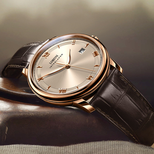 Đồng hồ nam tự động tối giản đơn giản, dây da thép không gỉ, mặt số chống nước, in logo tùy chỉnh, bán buôn - Product Image 4