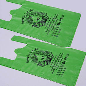 Venta al por mayor de bolsas de camisetas de compras de supermercado verde personalizado de uso pesado para exposiciones - Product Image 2