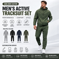 Ensemble de survêtement en nylon à coupe régulière personnalisé, 2 pièces, pantalon d'entraînement de printemps et sweat à capuche à fermeture éclair intégrale, respirant, séchage rapide, vêtements de sport pour hommes