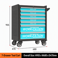 Chariot d'atelier métallique OEM ODM OBM à 7 tiroirs, capacité 300 kg, avec logo couleur, pour garage et atelier de réparation, vente en gros