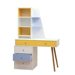 Customized retractable desk bookcase combination Nordic simple modern computer desk bookcase one rectangular home study table