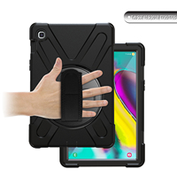 Pour Samsung Tab S5e Case T720 T725 Housse hybride PC en silicone dur antichoc avec béquille intégrée et bandoulière