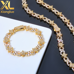Brazalete de Lujo Estilo Hip-Hop con Moissanita de 12mm, Chapado en Rodio, Plata de Ley 925, Diseño de Cadena de Estrella de 8 Puntas con Engaste de Garra, Joyería Unisex - Product Image 1