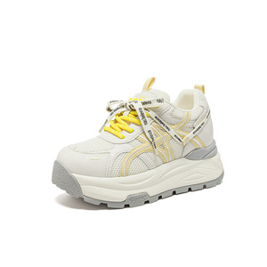 Women's Breathable Mesh <b>White</b> Sneakers 2026 Summer 10CM Platform Thick Sole Built in <b>Heel</b> Casual Sporty Low Top Sneakers - Product Image 1