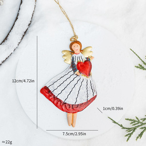 Décoration de Noël, ange en fer forgé rétro, pendentif en tôle double couche, pendentif décoratif pour l'ambiance de l'arbre de Noël - Product Image 1