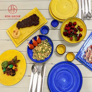 Fine Dining Restaurant Gebruik Keuken Diner Platen Sets Keramische Lader Plaat Hoge Kwaliteit Party Keramische Servies Set