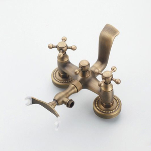 WANFAN HJ-6762 <strong>Shower</strong> Set With Telephone Type <strong>Hand</strong> Held <strong>Shower</strong> Head Antique Brass Wall Mount Bathtub Faucet - Product Image 4