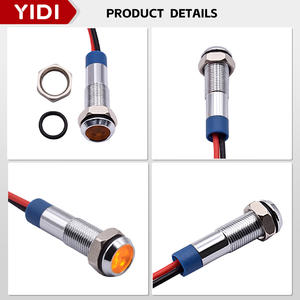 6mm Metall-Kontrollleuchte LED-Lampe Rot Grün Gelb Blau Weiß Flache Signalleuchte mit Kabelanschluss Anzeigeleuchte Instrumententafel - Product Image 2