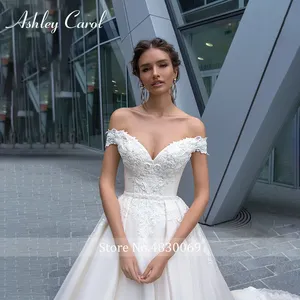 Ashley Carol Vestido De Novia 2022 Vestido De Novia Clásico Fuera Del Hombro Con Cuentas Apliques Sin Espalda Sweetheart <span class=keywords><strong>Vestidos</strong></span> De Novia - Product Image 3