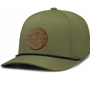 Casquettes de baseball 5 panneaux à visière incurvée haute, perforées, avec logo en cuir imperméable découpé au laser et cordon, pour le golf - Product Image 3