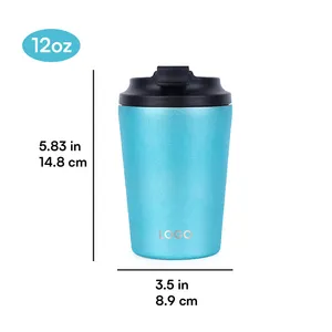 Food Grade 18/8 Stainless Steel 12oz Tumbler With Screw Lid Customized Logo Coffee Cup Factory