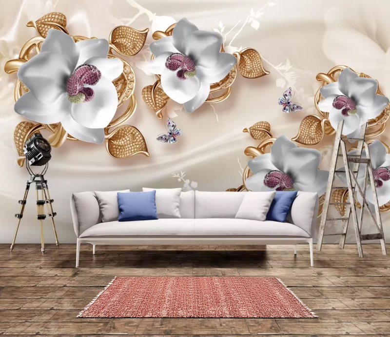 Modern Floral 3D Mural Forest Design