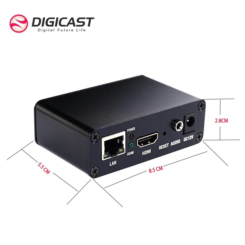 Codificador DIGICAST H.265 HEVC H.264 de un canal HD MI a IP RTMP SRT