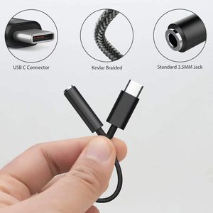 <span class=keywords><strong>Adaptateur</strong></span> audio <span class=keywords><strong>USB</strong></span> C vers 3,5 mm en nylon tressé, <span class=keywords><strong>adaptateur</strong></span> de câble DAC haute résolution <span class=keywords><strong>USB</strong></span> Type C vers <span class=keywords><strong>prise</strong></span> casque AUX - Product Image 2