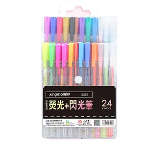 Wholesale Fluent Writing 12 18 24 36 48 60 Colors Glitter Pen Non-toxic Drawing Fluorescent Gel Pen