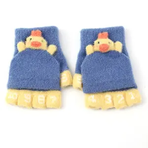 GEERDENG all'ingrosso guanti invernali morbidi lavorati a maglia per bambini teneri invernali invernali per tenere caldi i guanti mezze dita del bambino