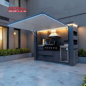 Ensemble de cuisine extérieure pour patio et jardin, en acier inoxydable, résistant aux intempéries, avec texture métallique personnalisée - Product Image 1