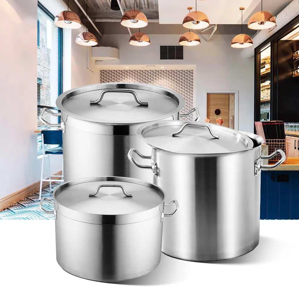 Industrial y comercial de 304 de cocina de acero inoxidable de alta olla caliente de venta al por mayor conjunto de sopa y olla