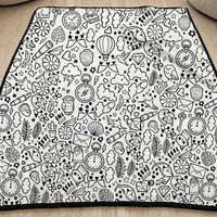 Couverture à colorier pour enfants OEM, couverture à gribouiller lavable et réutilisable en polaire douce avec stylos, vente en gros, approvisionnement direct usine