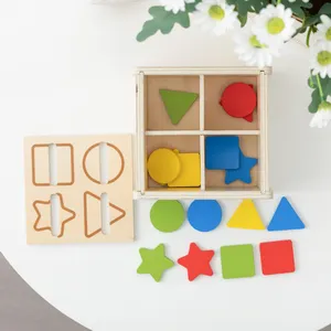 Baby Wooden Montessori Educational Toy Wooden Sensory Kindergarten Furniture Shape Color Sorter Wooden Materials Toys For Kids