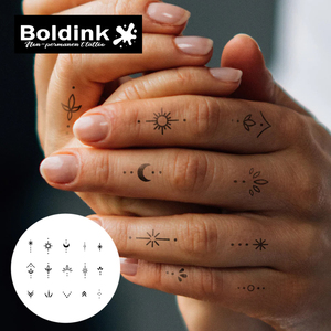 <span class=keywords><strong>Tatouage</strong></span> semi-permanent Boldink Noir Effet Peau de Peche, Symbole Doigt Lune Soleil Étoile, Art Corporel Imperméable Longue Durée 2 Semaines - Product Image 2