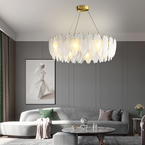 <span class=keywords><strong>Lustre</strong></span> en verre à plumes créatif de luxe léger à la française, adapté à la <span class=keywords><strong>chambre</strong></span> principale, à la salle à manger, au salon - Product Image 2